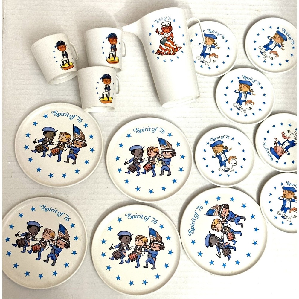 Vintage Chilton Toys Spirit of 76 Bicentennial Tea Set Pitcher Plates Mugs 15pc